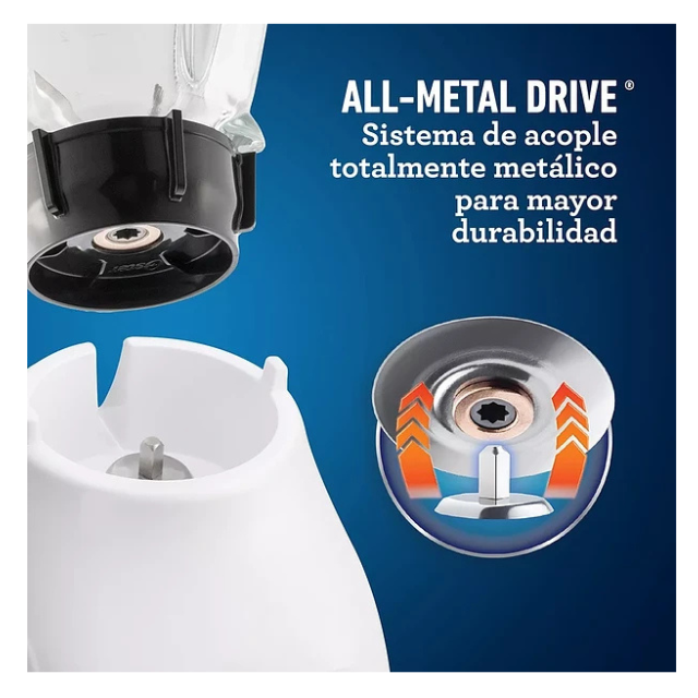 Licuadora Oster® Con Vaso De Vidrio Y Control De Perilla Bls Color Blanco-2