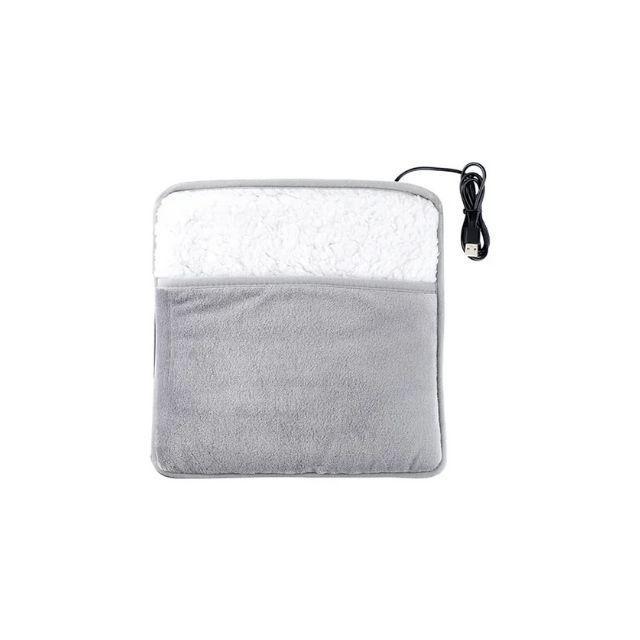 Manta Calentador Calienta Pies Eléctrico Usb Polar Gris Lisa-4