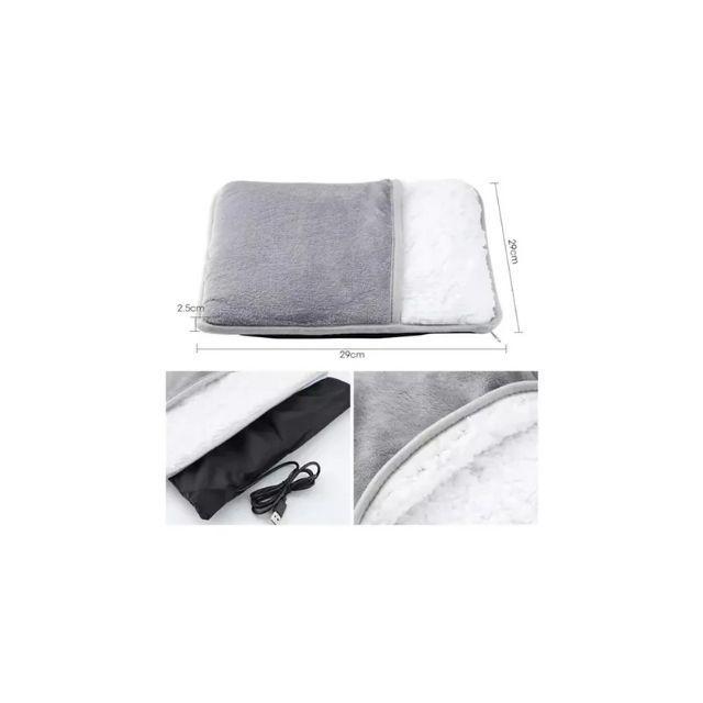 Manta Calentador Calienta Pies Eléctrico Usb Polar Gris Lisa-6