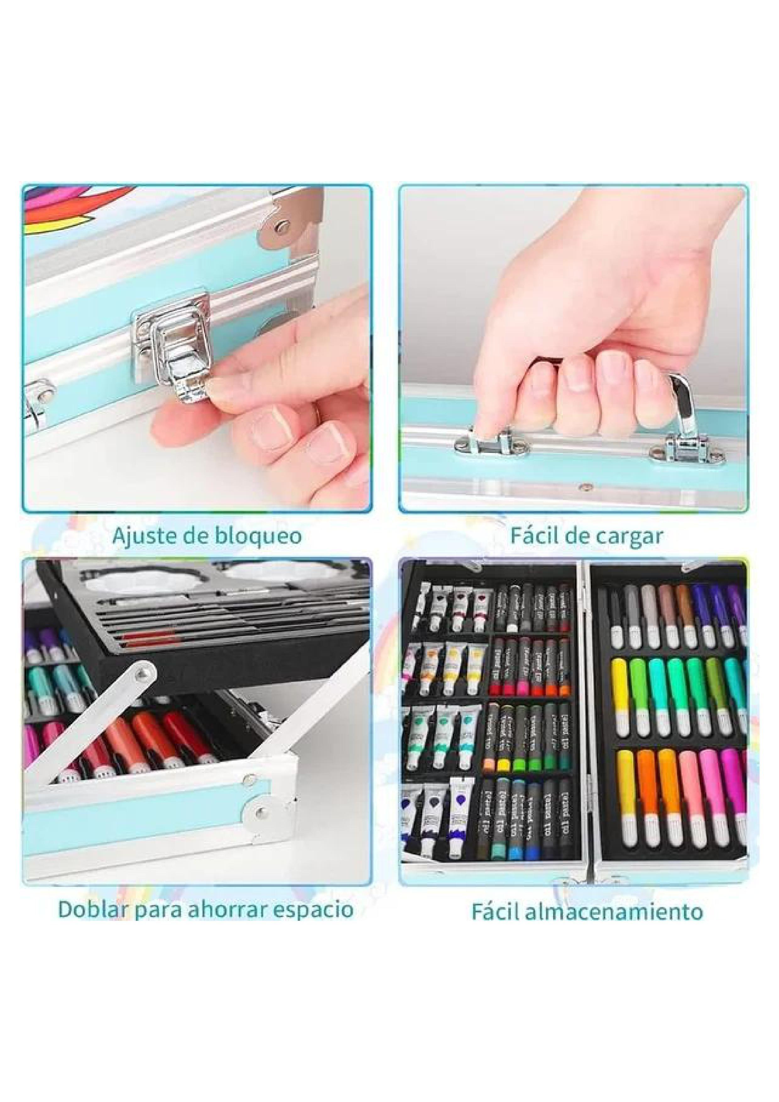 Set de Arte Profesional 145 Piezas Colores y Plumones Unicornio Rosa-2