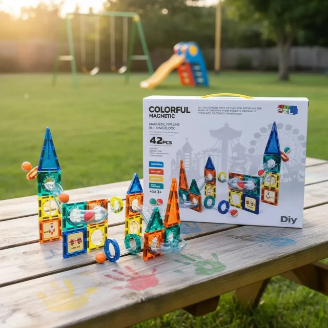 Set De Bloques Magn ticos 42 Piezas Juguete Educativo Arma Con tu Imaginaci n Las Mejores Estructura-4