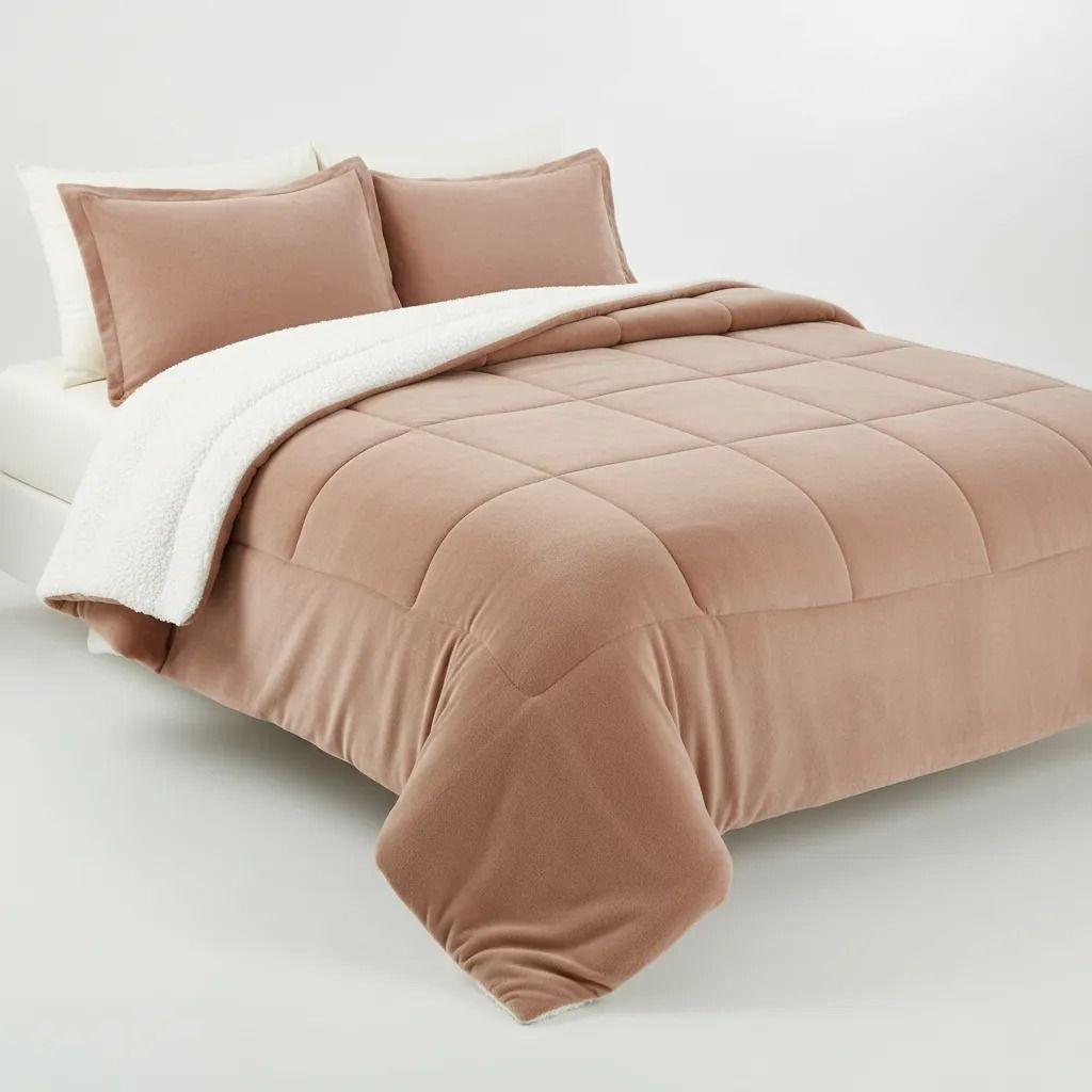 COBERTOR PLUSH PELUDO KING 2 PLAZAS BEIGE MARRON-0