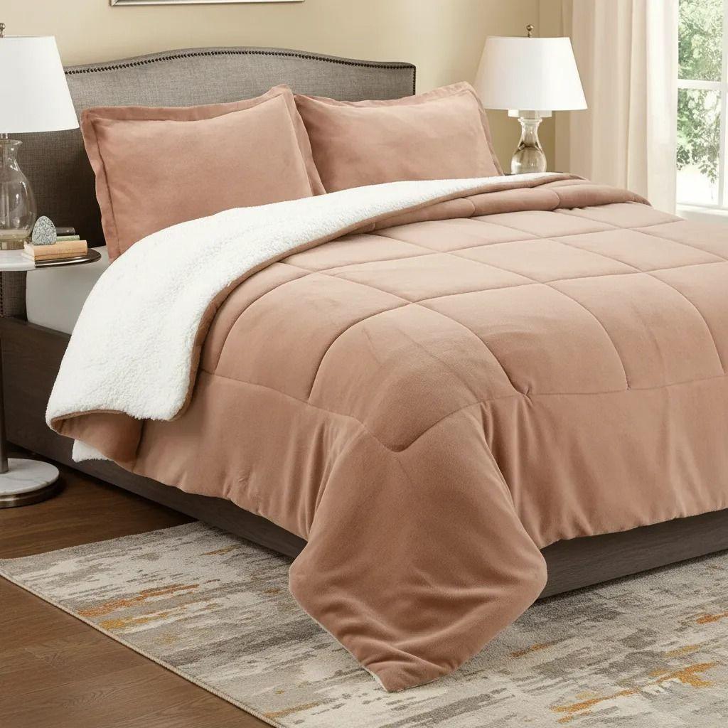 COBERTOR PLUSH PELUDO KING 2 PLAZAS BEIGE MARRON-4