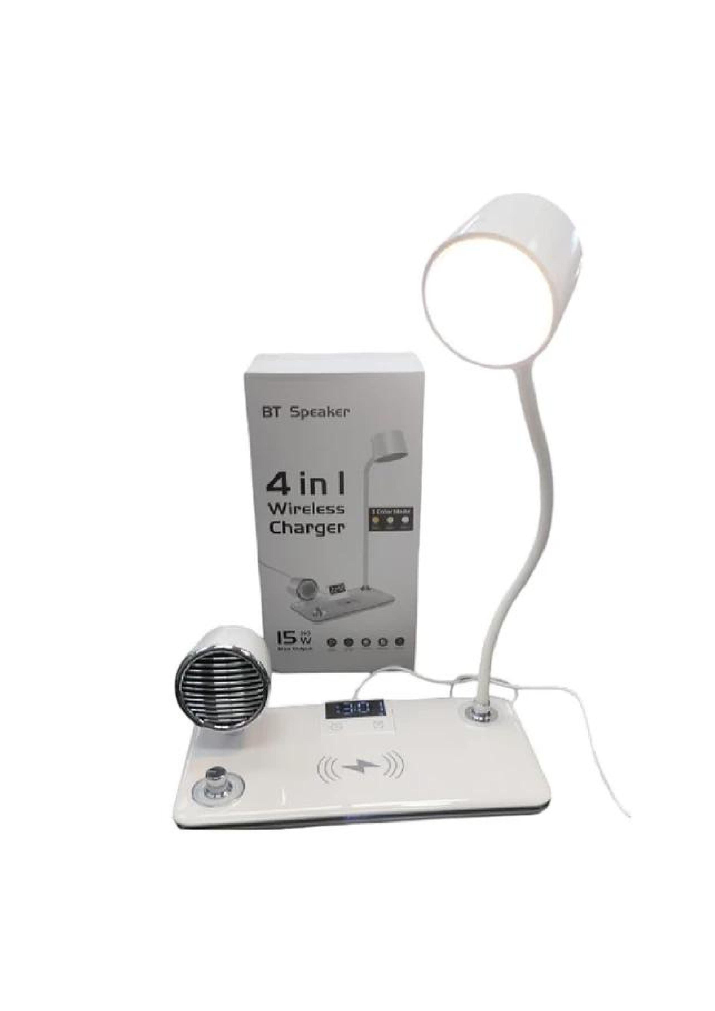 Lámpara de Escritorio con Cargador Inalámbrico 4 en 1 Blanco-1