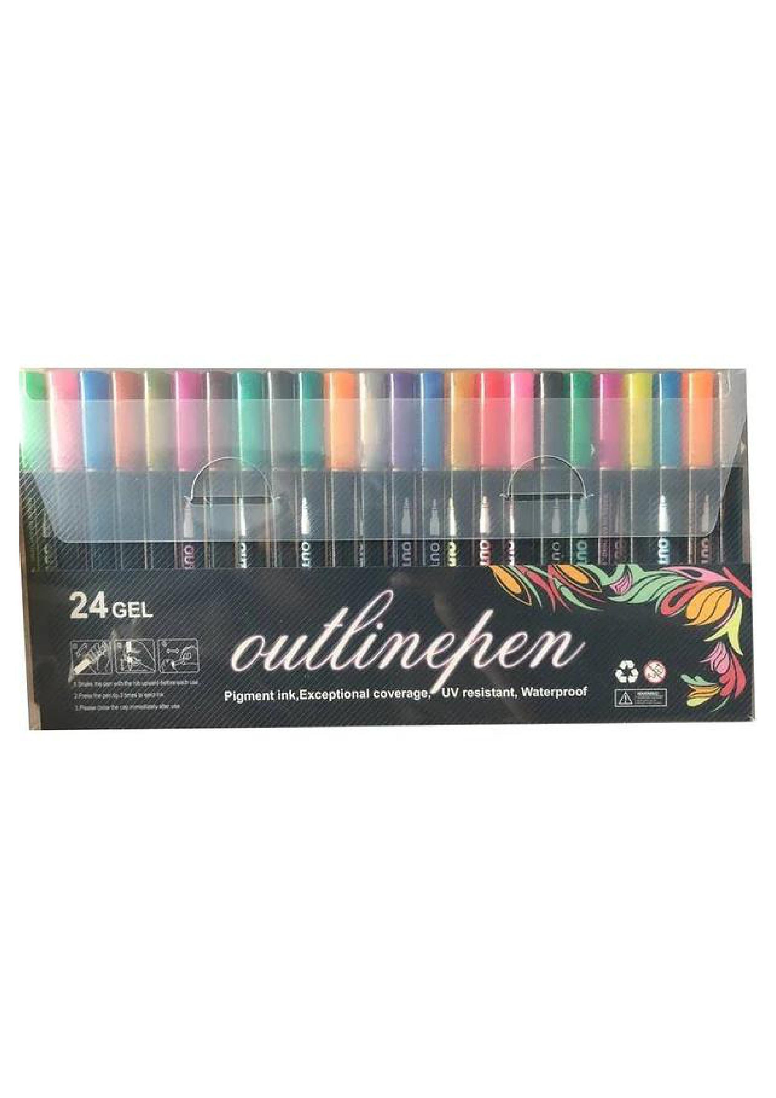 Bolígrafos Fluorescentes De Contorno De Doble Línea-2