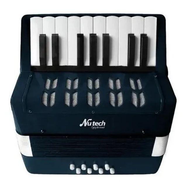 Acordeón 17 Teclas 8 Botones De Bajo Mediano Kids Nutech Negro Instrumento Musical De Aprender Para -2