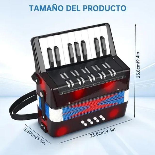 Acordeón 17 Teclas 8 Botones De Bajo Mediano Kids Nutech Negro Instrumento Musical De Aprender Para -6