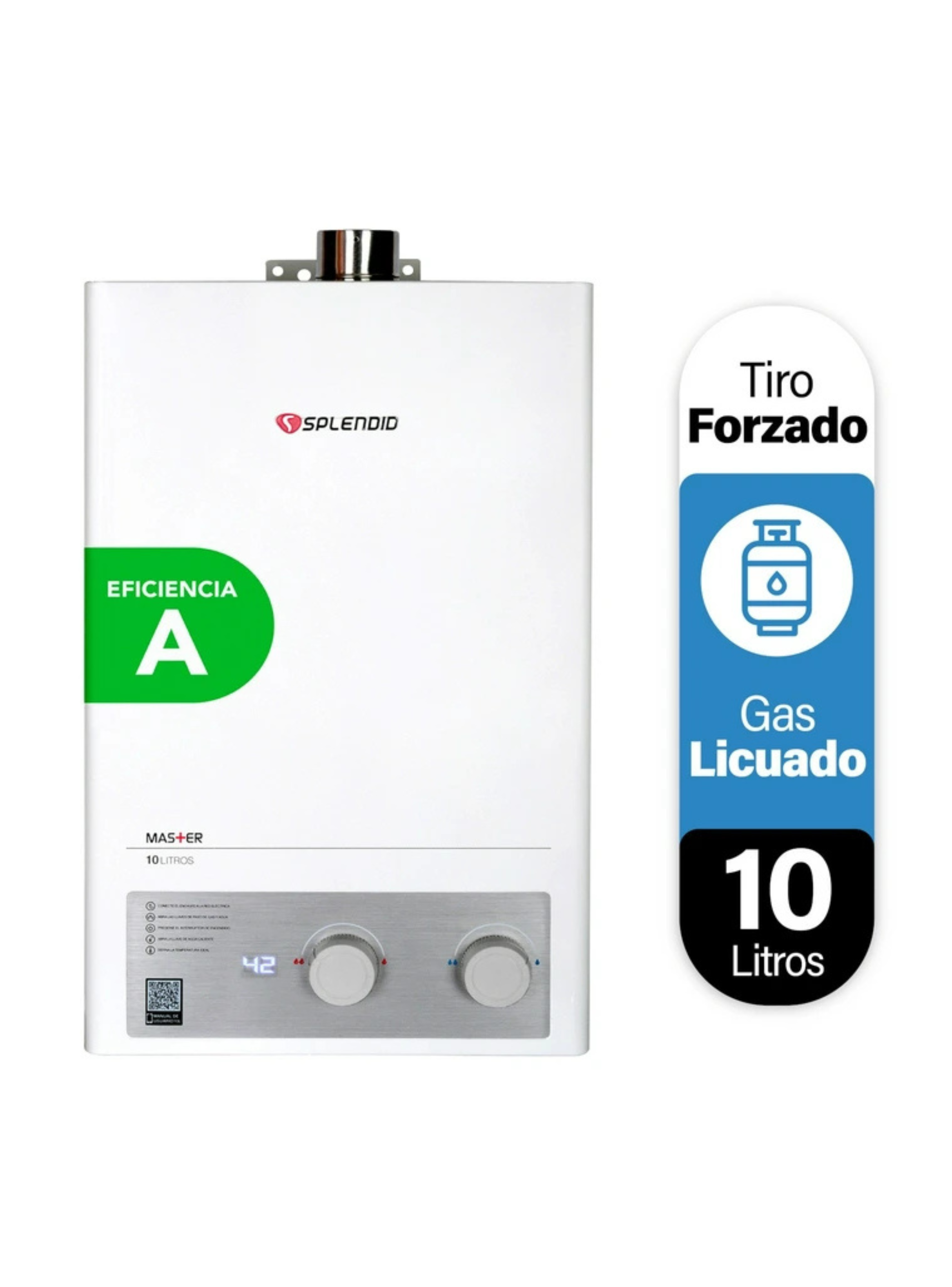 Calefont 10 litros Gas licuado Tiro forzado Splendid (sin kit)-0