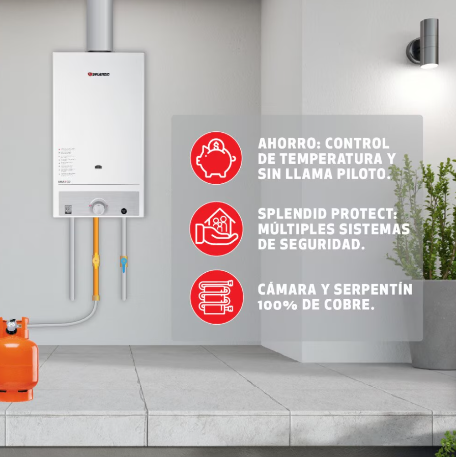 Calefont 13 litros Gas Licuado Tiro natural Splendid-2