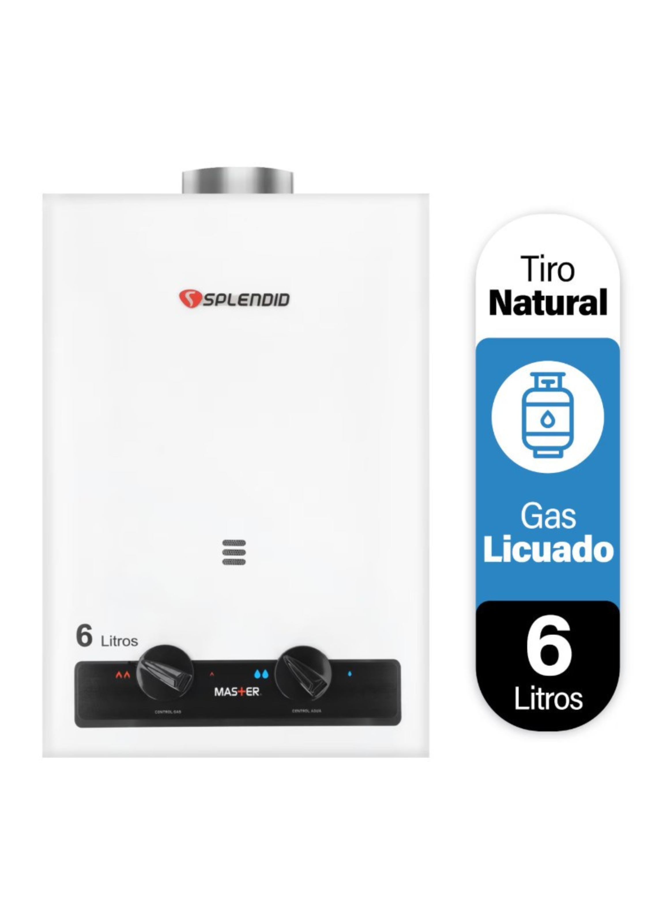 Calefont 6 litros Gas licuado Tiro natural Splendid-0