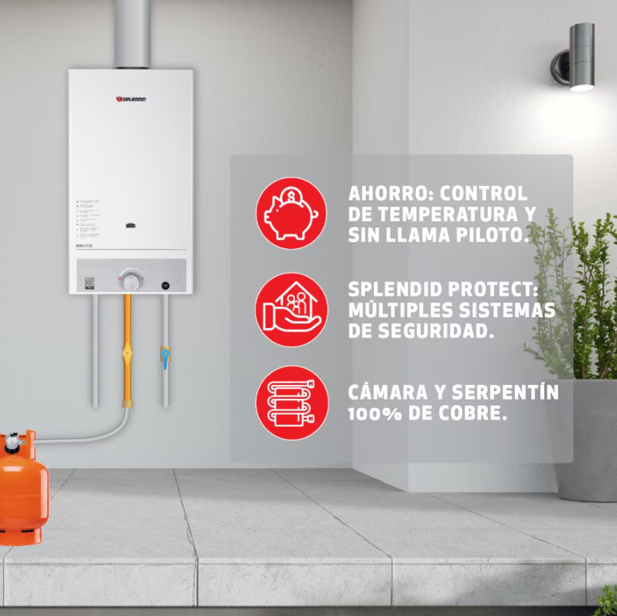 Calefont 11 litros Gas natural Tiro natural Splendid-2