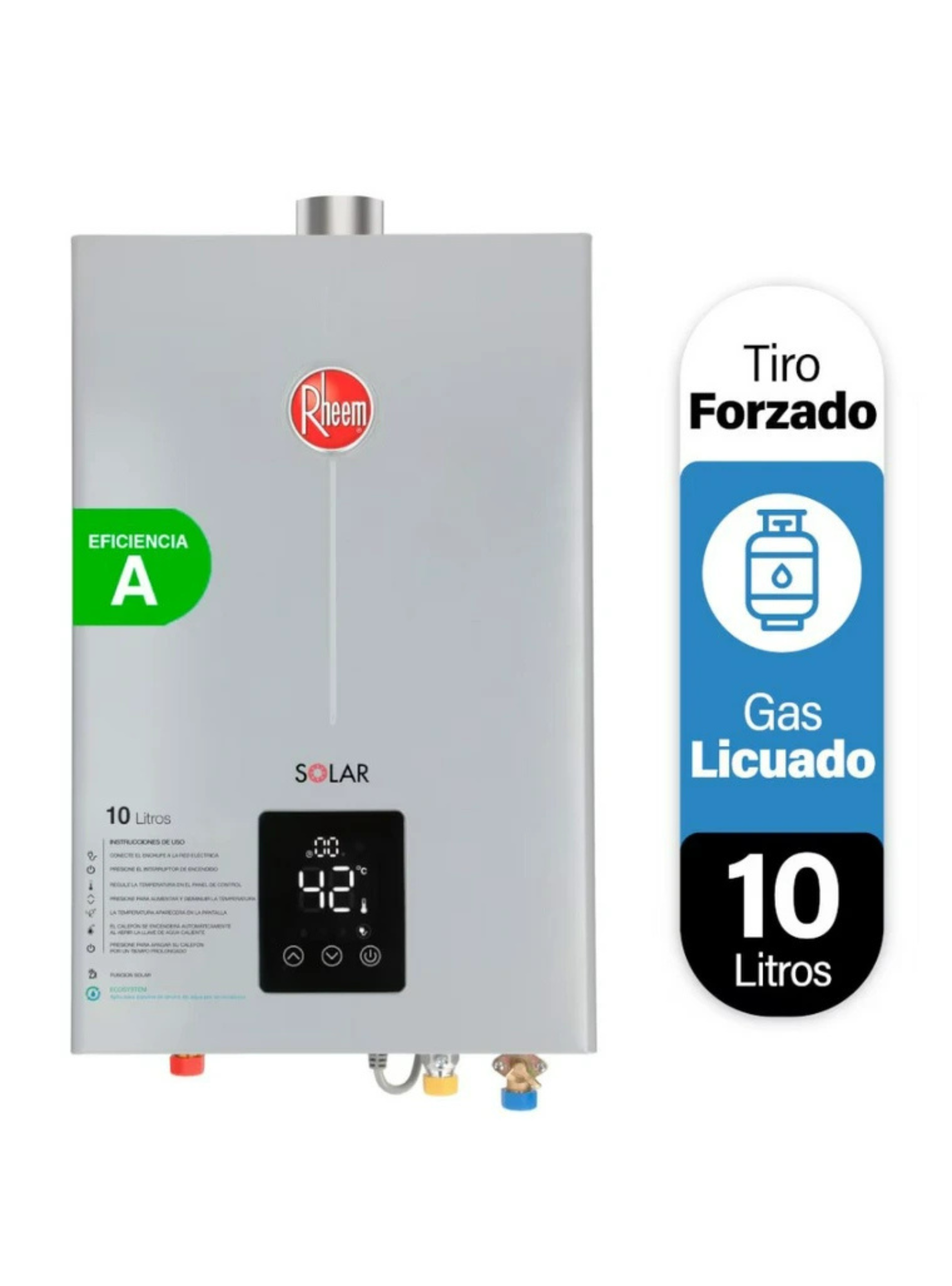 Calefont 10 litros Gas Licuado Tiro Forzado Rheem-0