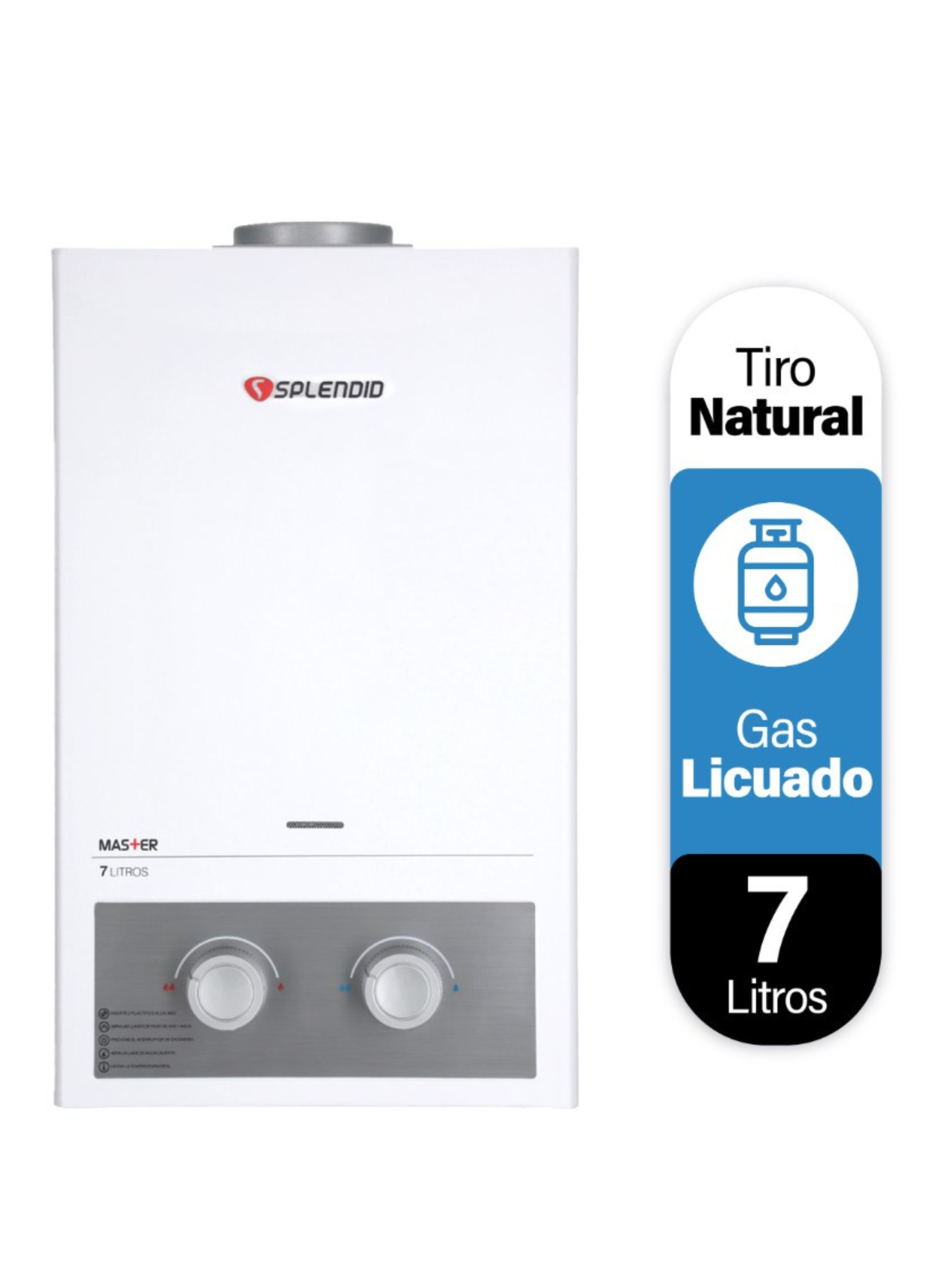 Calefont 7 litros Gas licuado Tiro natural Splendid-0