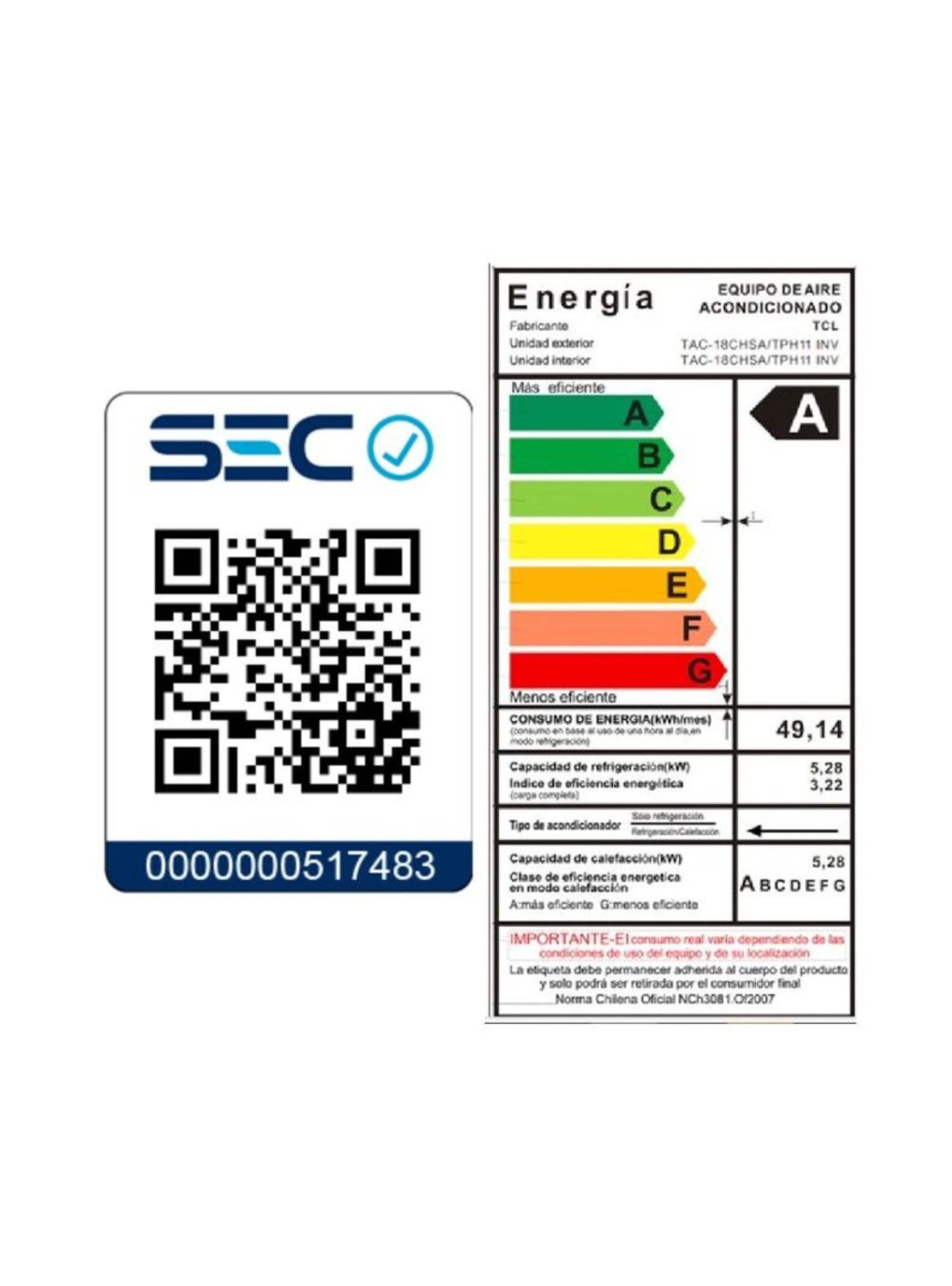 Aire Acondicionado Inverter TCL BreezeIN 18000 BTU WIFI-6