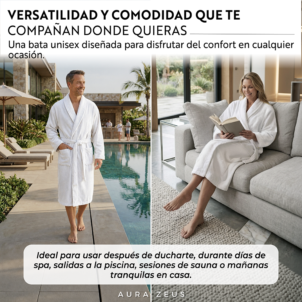 Bata baño Algodón Largo 1 Set Casa Nerola en Blanco y Gris-8
