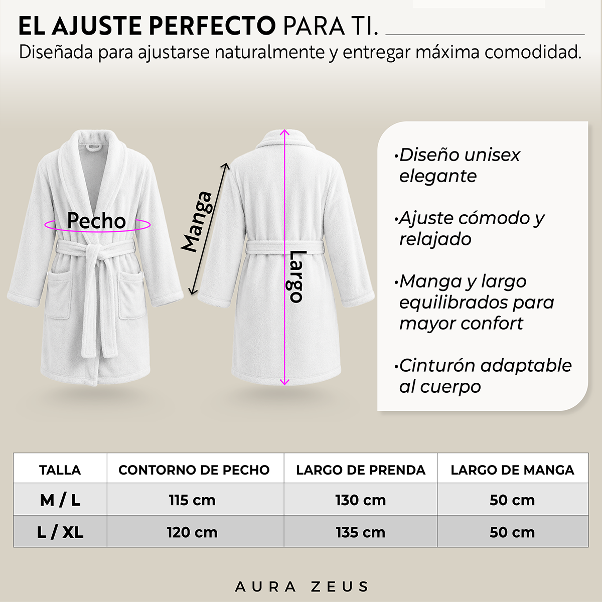 Bata baño Microfibra Blanco Talla M-3