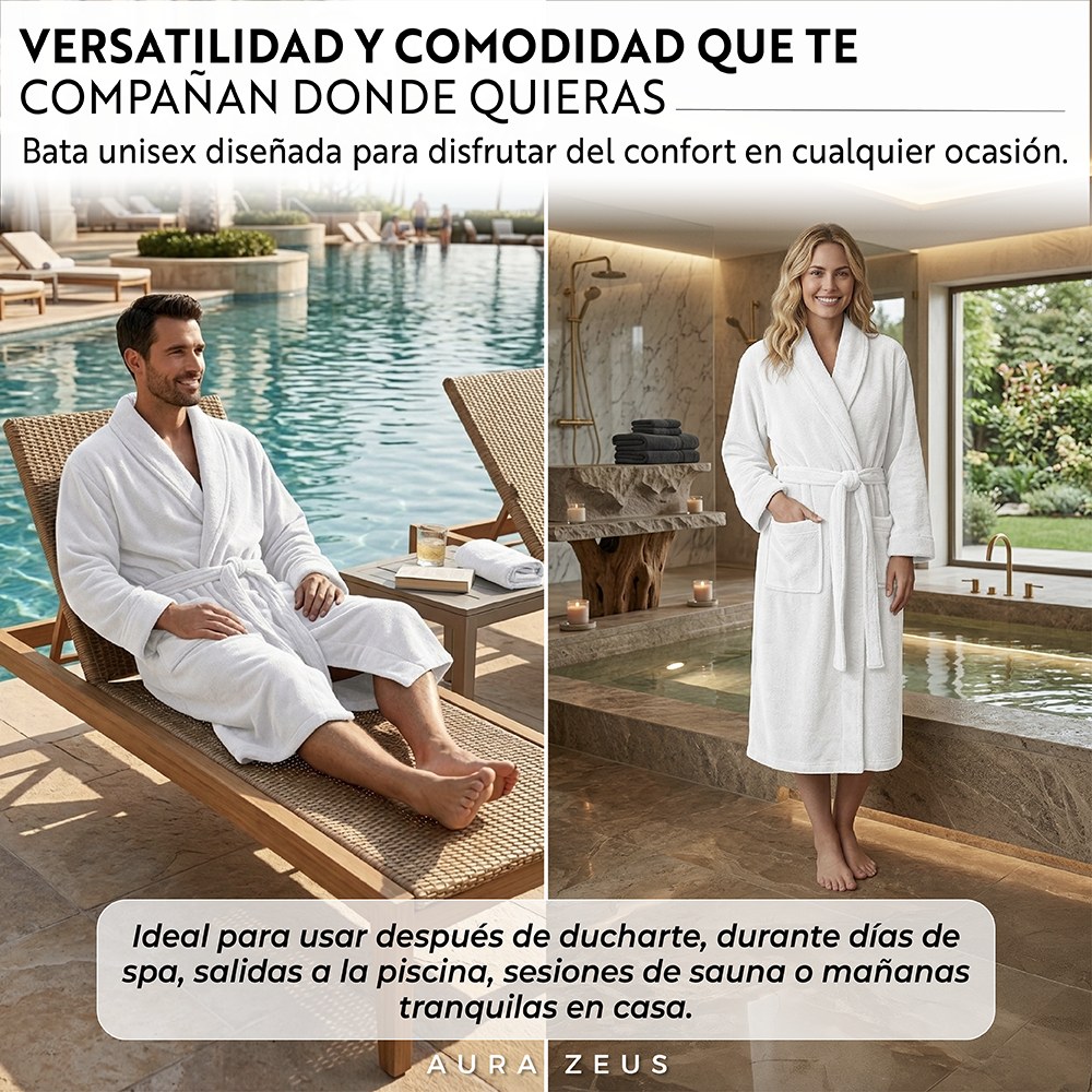 Bata baño Microfibra Blanco Talla M-8
