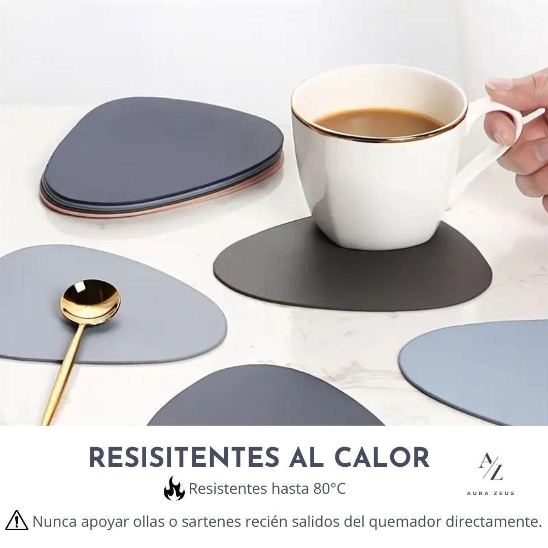 Set 4 Posavasos Ecocuero Antimanchas Mesa Redondos 2en1-3