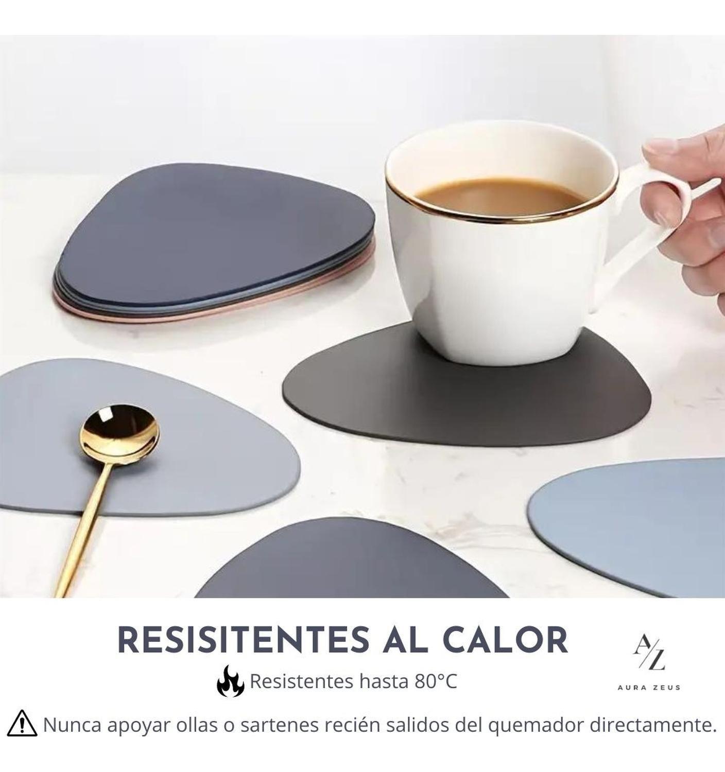 Set 4 Posavasos Redondos Antimanchas Ecocuero Mesa 2 En 1 Ir-4
