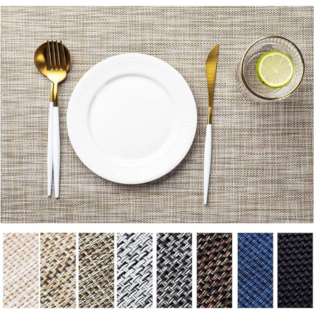 Set De 4 Individuales Para Mesa Mantel Impermeables Liso-0