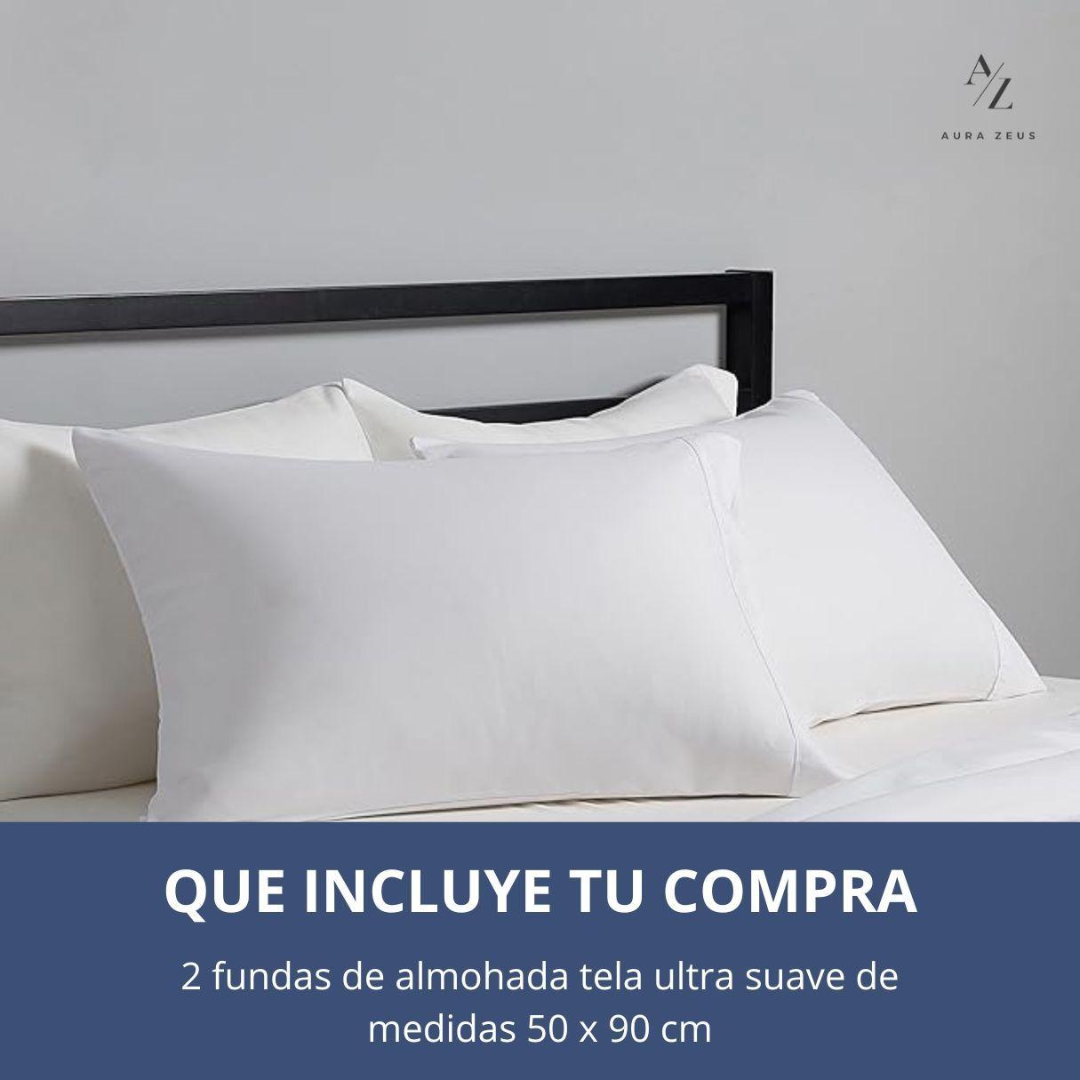 Set 2 Fundas De Almohada 50x90 Blanca Gris Sabanas Hilos Az-2