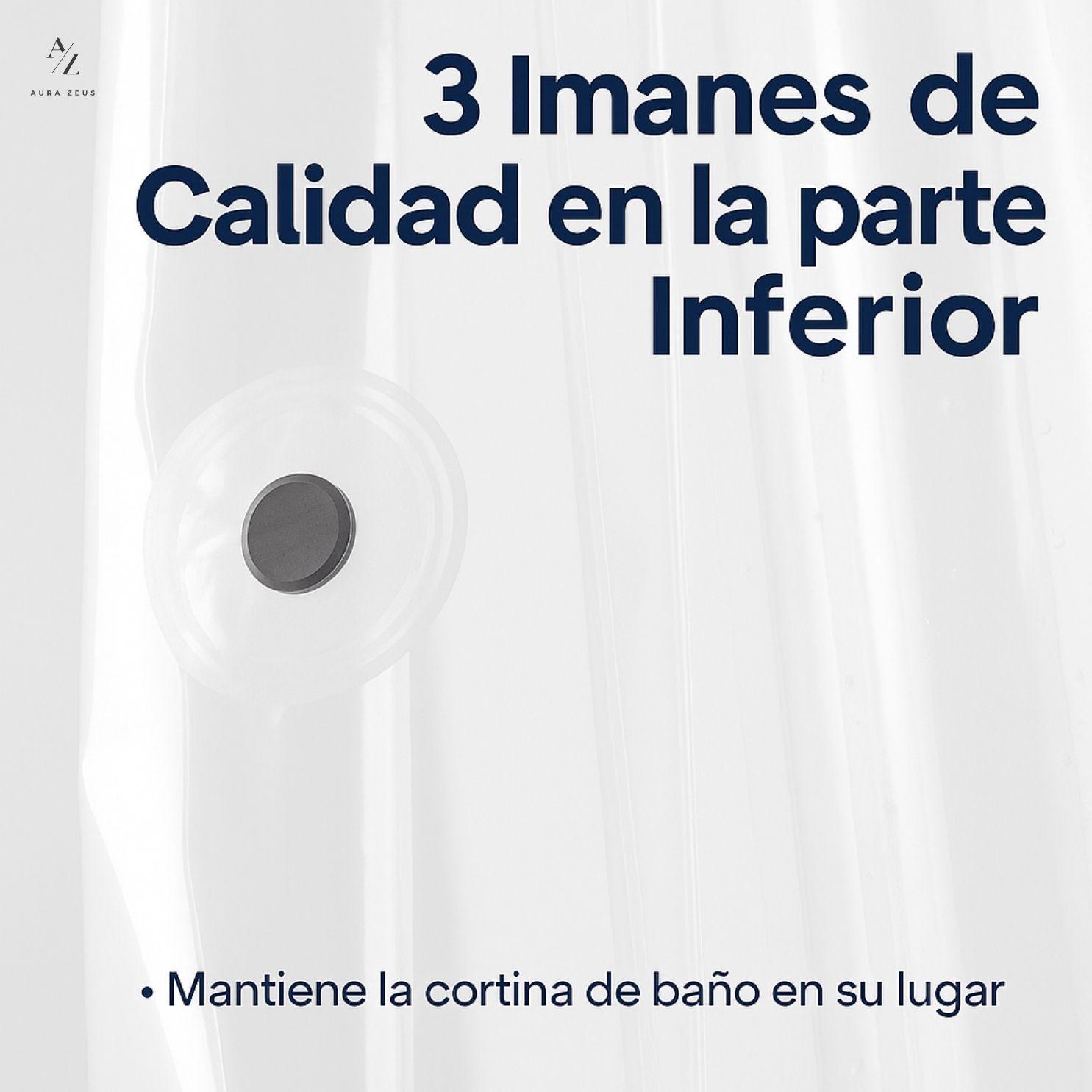 Cortina De Baño Tela + Forro + 12 Ganchos 200 X 180 Juego Larga Ducha AZ-4