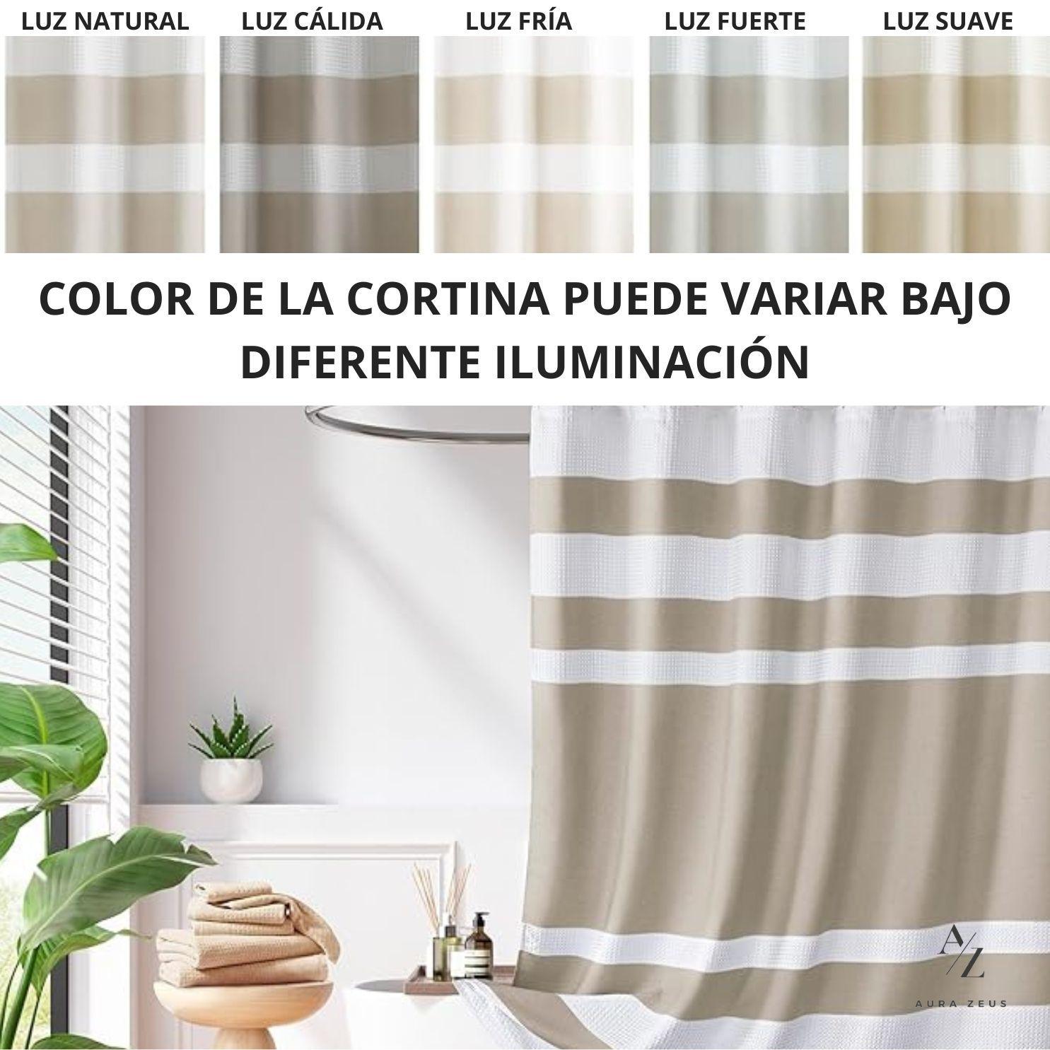 Cortina De Baño Tela + Forro + 12 Ganchos 200 X 180 Juego Larga Ducha AZ-6