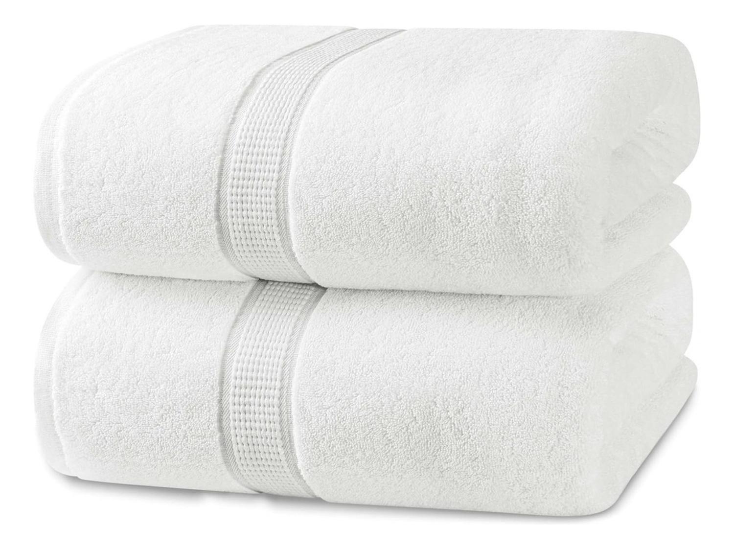 Set De 2 Toallas De Baño 140x70 Cm Algodon 500gr Grandes Az Blanco-0