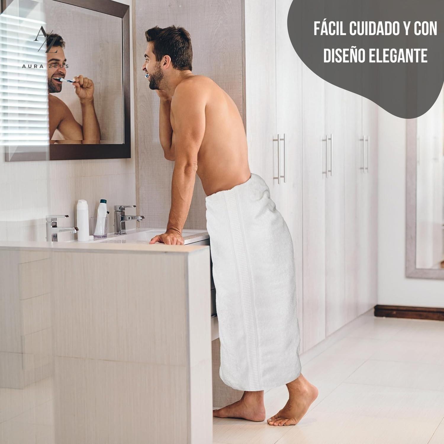 Set De 2 Toallas De Baño 140x70 Cm Algodon 500gr Grandes Az blanco-4