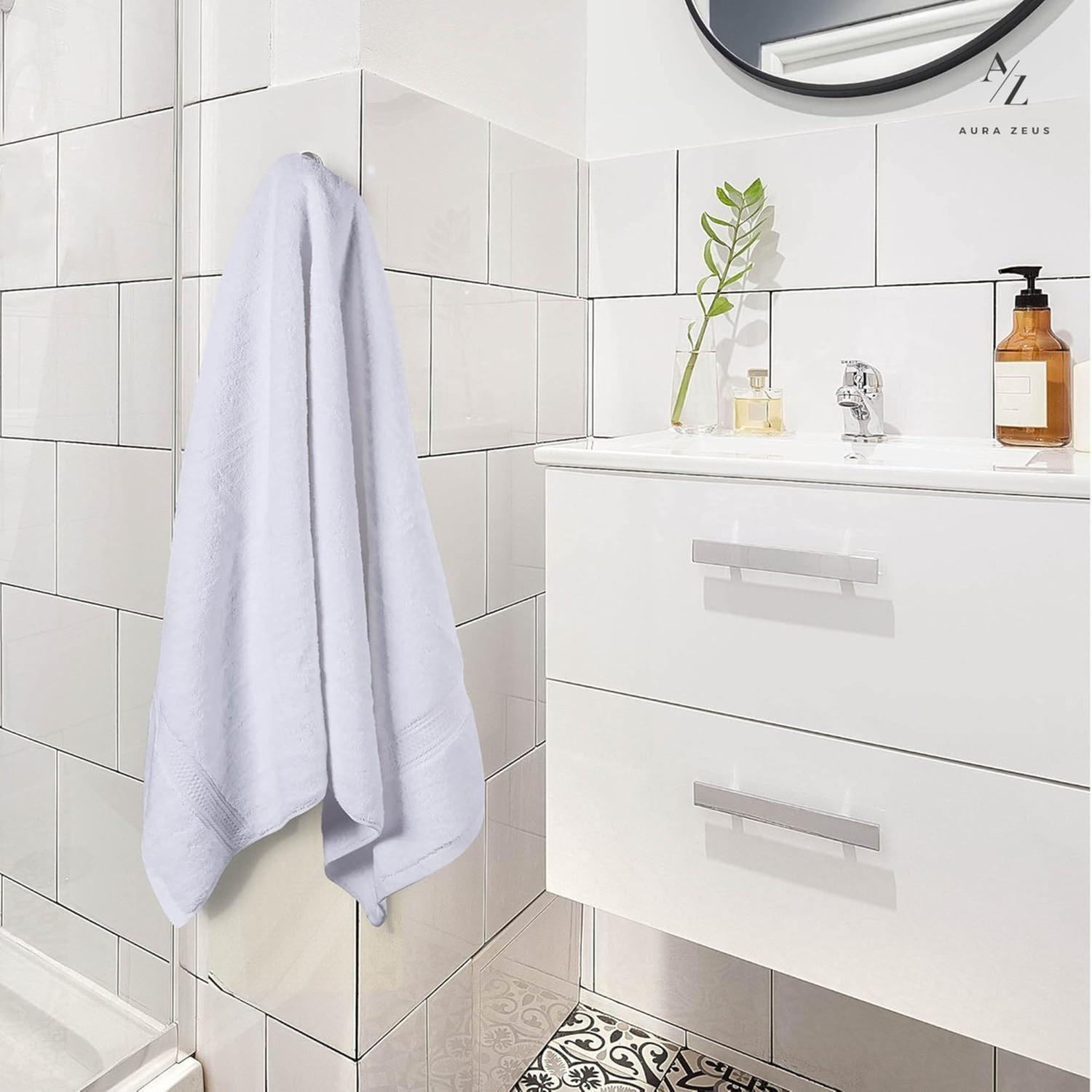 Set De 2 Toallas De Baño 140x70 Cm Algodon 500gr Grandes Az blanco-6