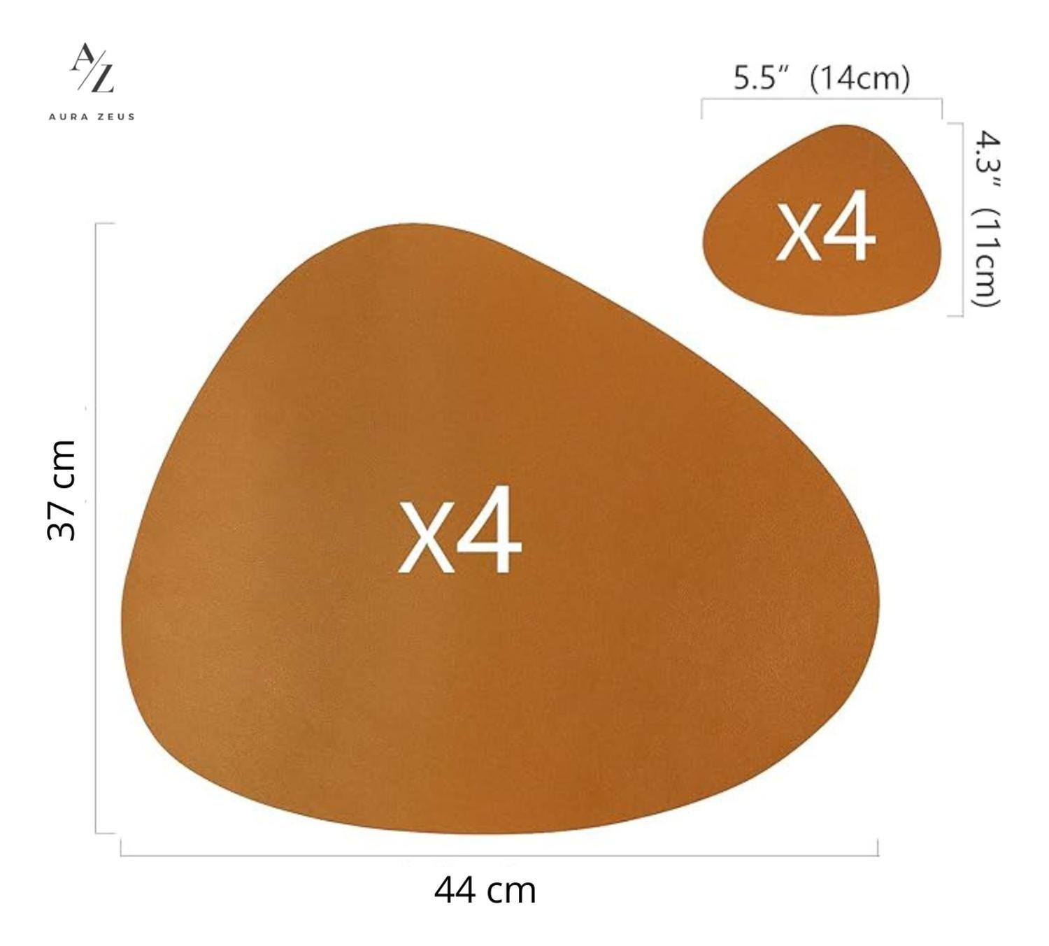 Set 4 Individuales + 4 Posavasos Reversible Ecocuero Mesa-1