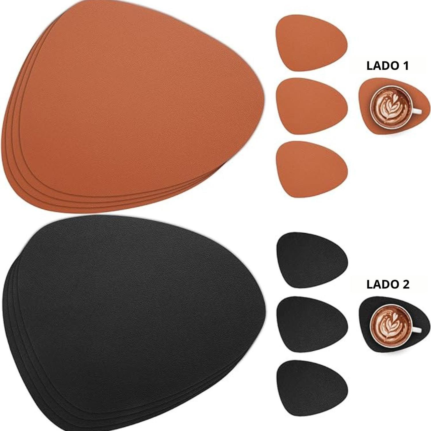 Set 4 Individuales + 4 Posavasos Reversible Ecocuero Mesa-3