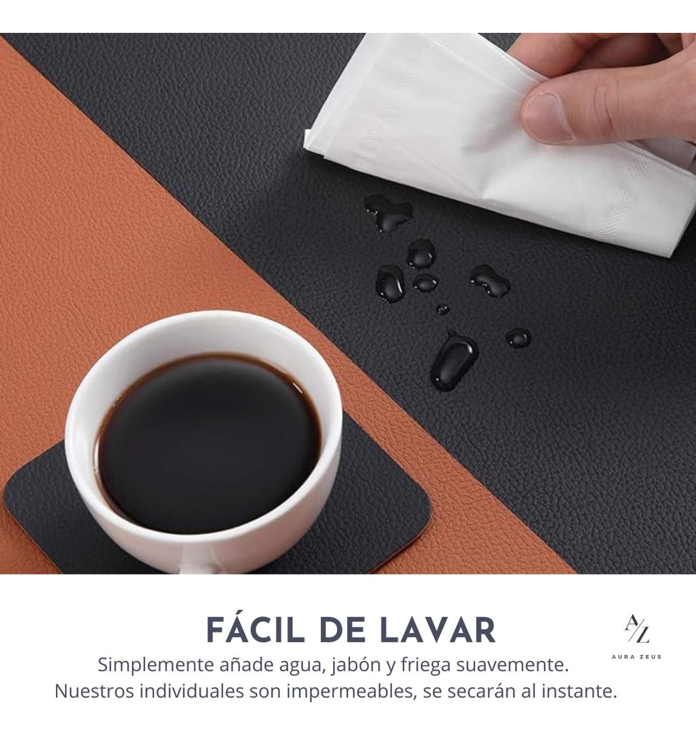 Set 4 Individuales + 4 Posavasos Reversible Ecocuero Mesa-4