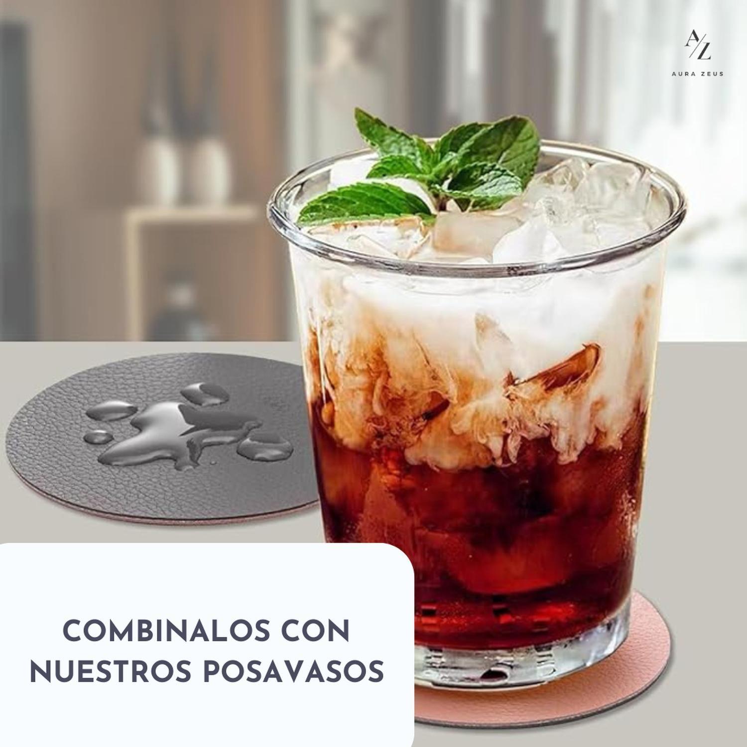 Set 4 Individuales + 4 Posavasos Reversible Ecocuero Mesa-8