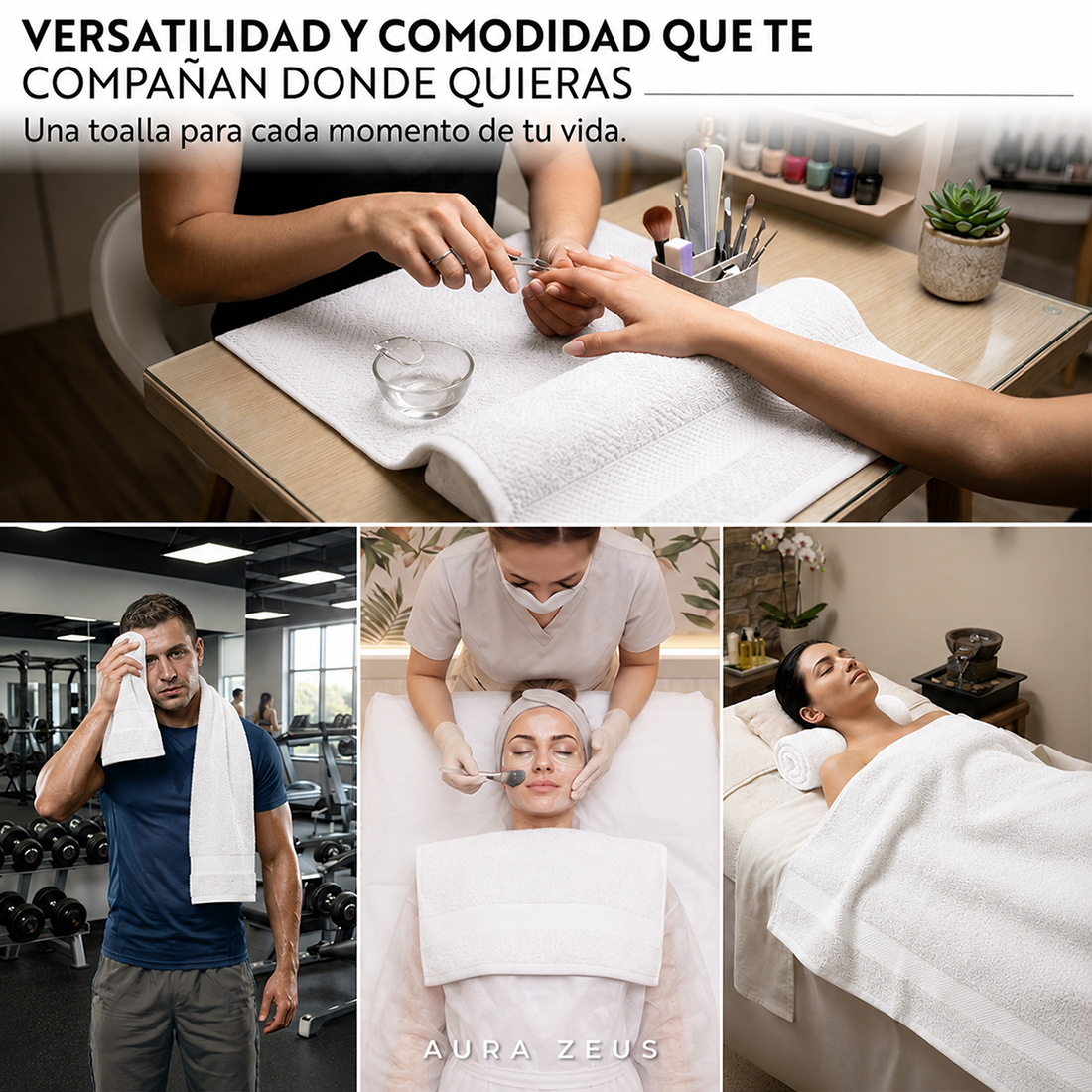 Set De 4 Toallas De Baño Algodon 600gr/m2 Cuerpo Mano Grande Az-3
