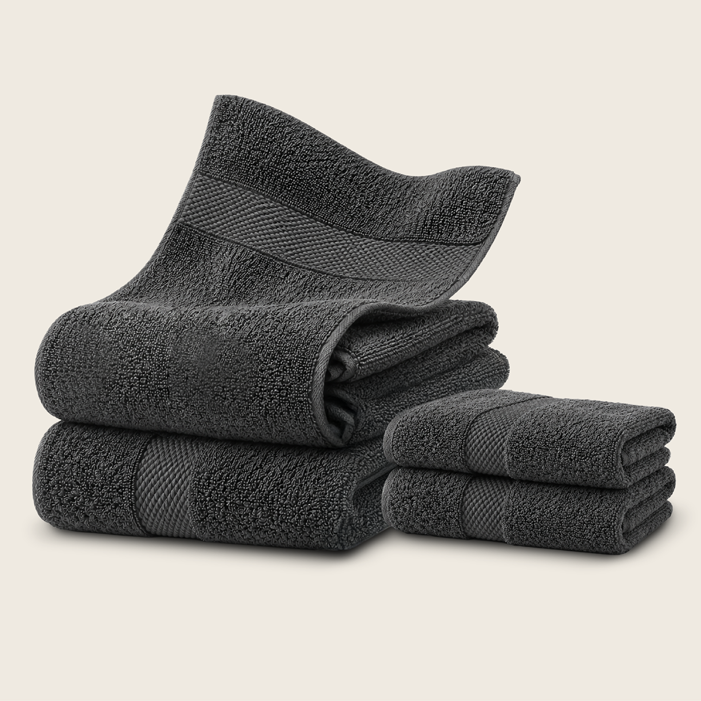 Set De 4 Toallas De Baño Algodon 600gr/m2 Cuerpo Mano Grande Az-0