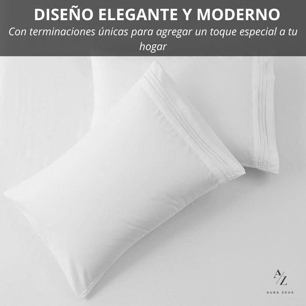 Juego De Sabanas + 2 Fundas De Almohada Blanca Negra 2 Plaza Hilos Az-2