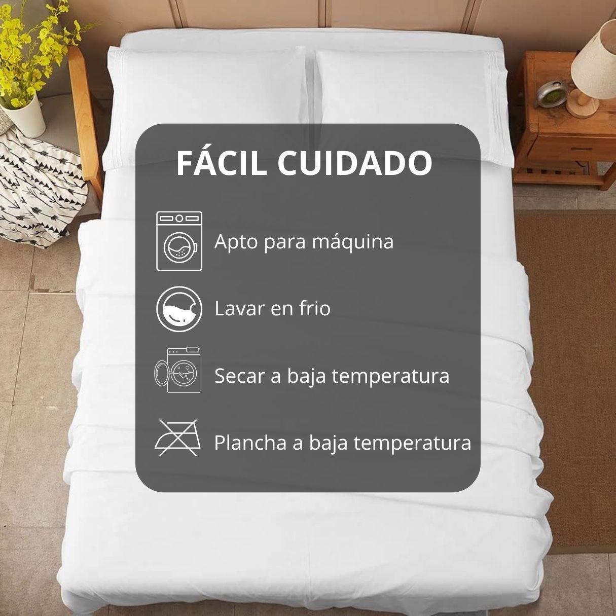 Juego De Sabanas + 2 Fundas De Almohada Blanca Negra 2 Plaza Hilos Az-6