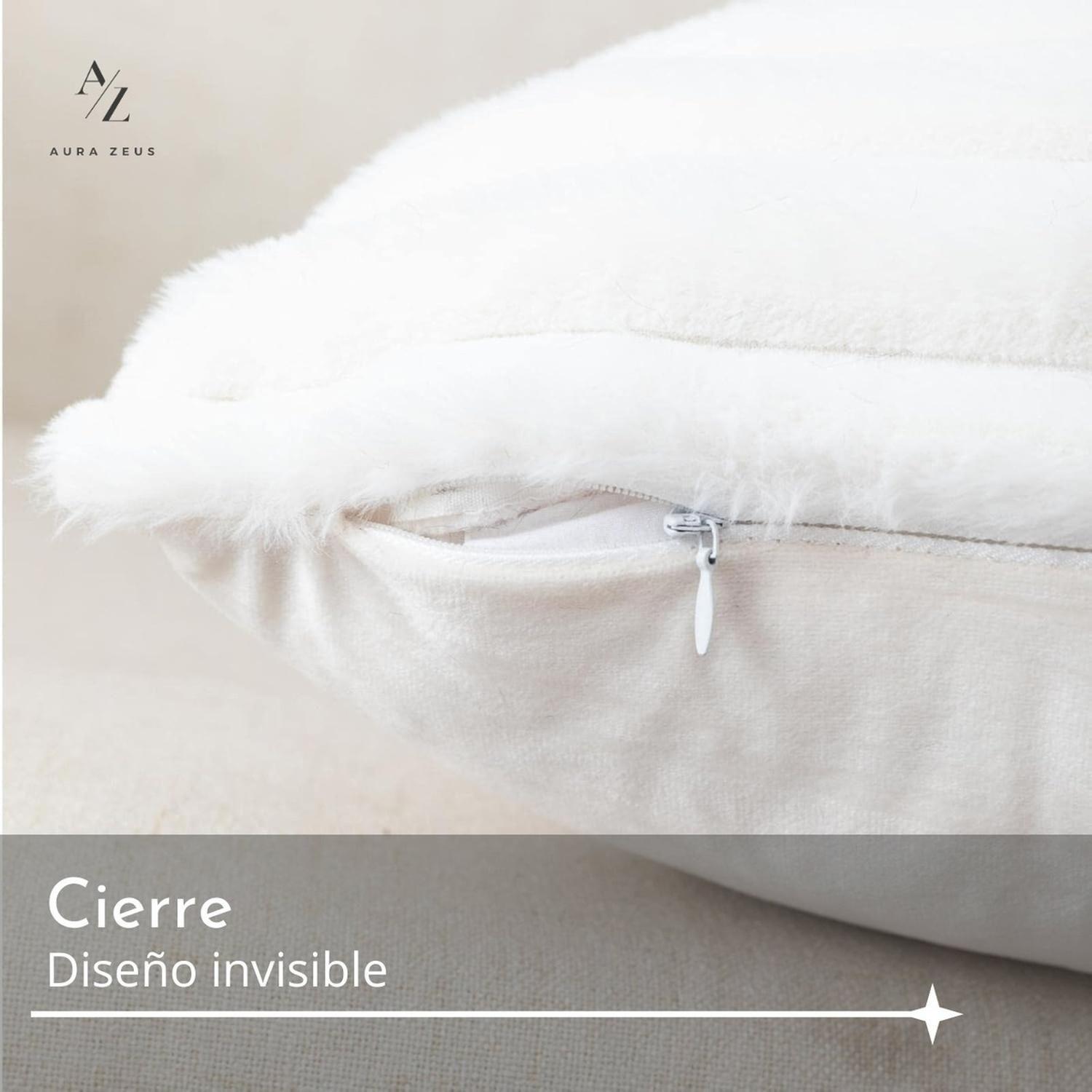 Fundas De Cojines Pack X2 Boho Rayada Suave 45 X 45 Premium Blanco-3