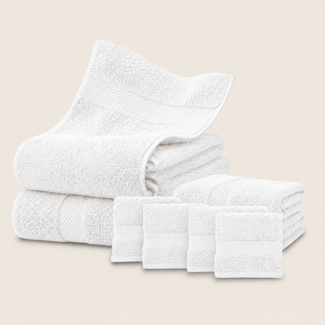 Set De 8 Toallas De Baño Algodon 600gr/m2 Cuerpo Mano Grande Az-0