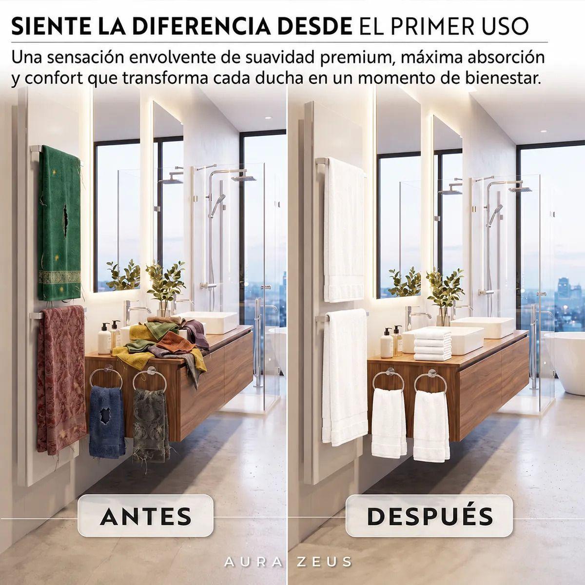 Set De 8 Toallas De Baño Algodon 600gr/m2 Cuerpo Mano Grande Az-2