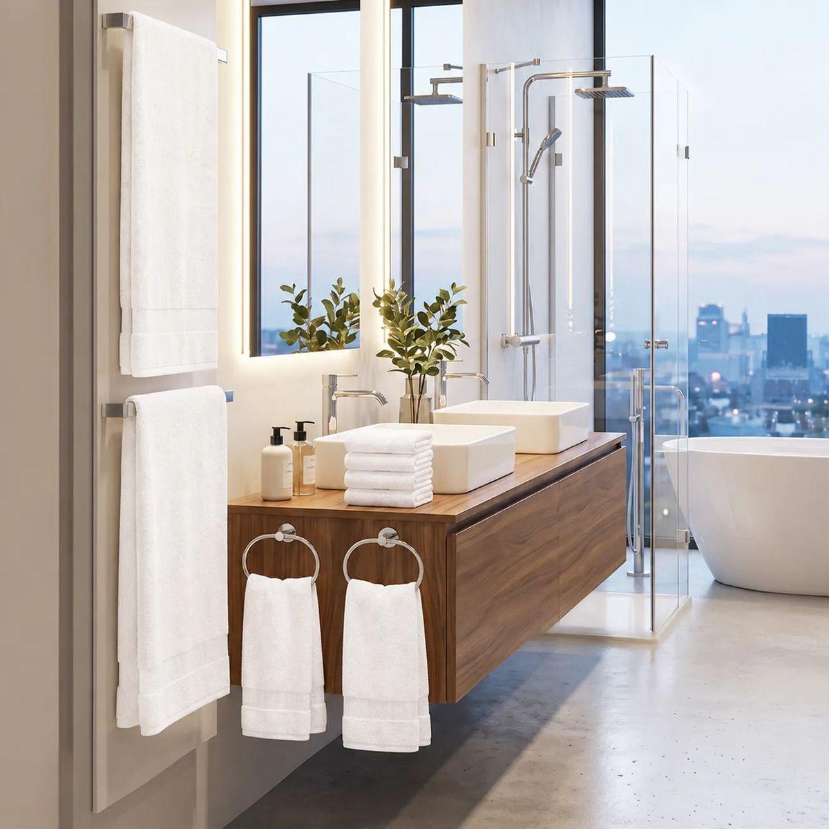 Set De 8 Toallas De Baño Algodon 600gr/m2 Cuerpo Mano Grande Az-7