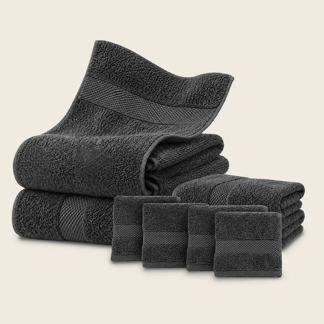 Set De 8 Toallas De Baño Algodon 600gr/m2 Cuerpo Mano Grande Az-0