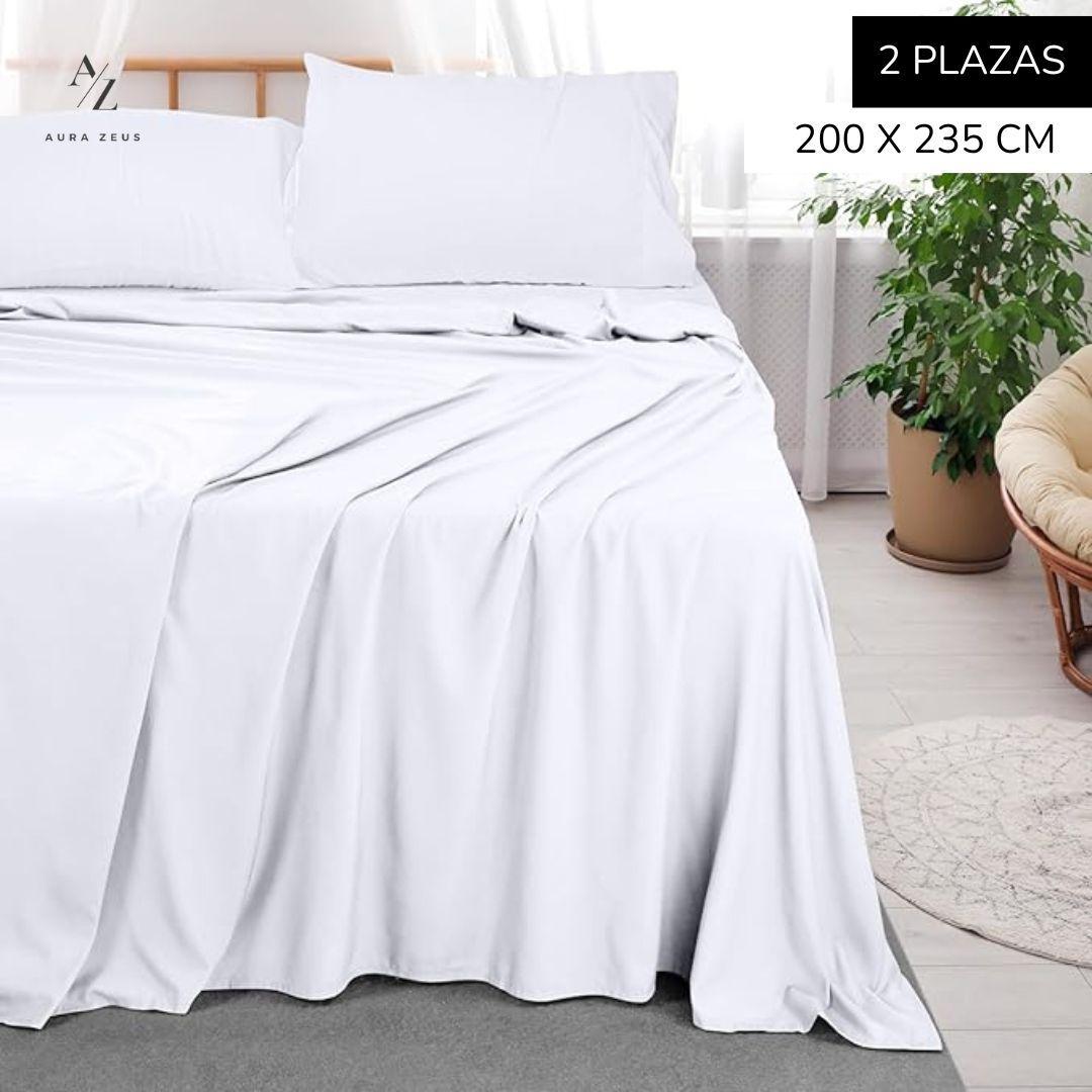 Sabanas Encimera 2 Plazas Blanca Gris Ultra Suave Hilos Aura Zeus-1