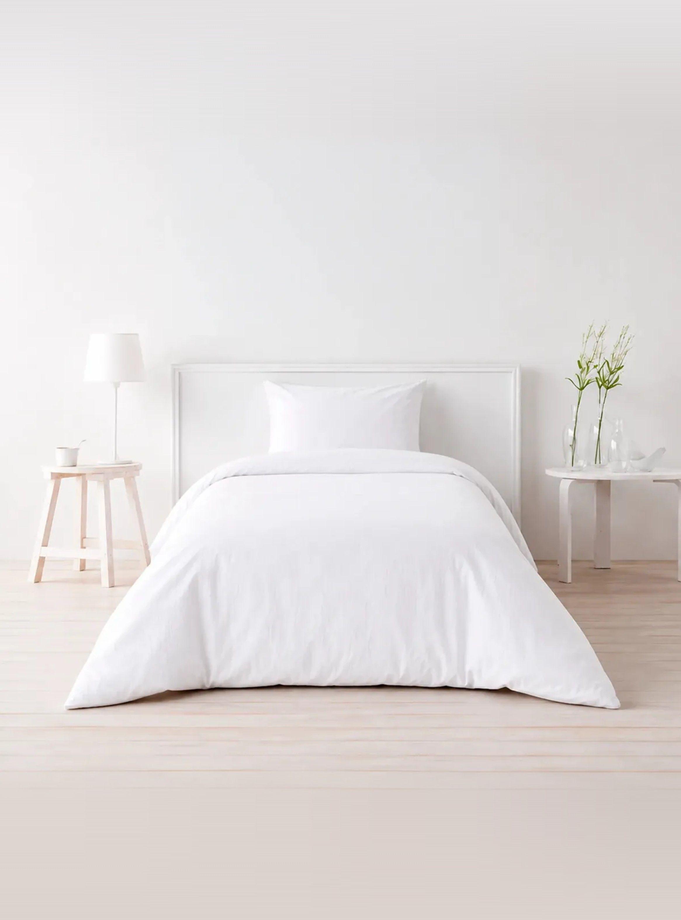 Funda de Plumón + 1 Funda de Almohada 100% Algodón 200 Hilos 1,5 Plazas Blanco-0