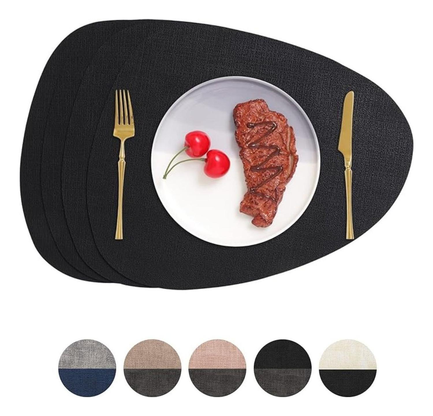 Set 4 Individuales Impermeable Ecocuero Antimancha Mantel Az-0