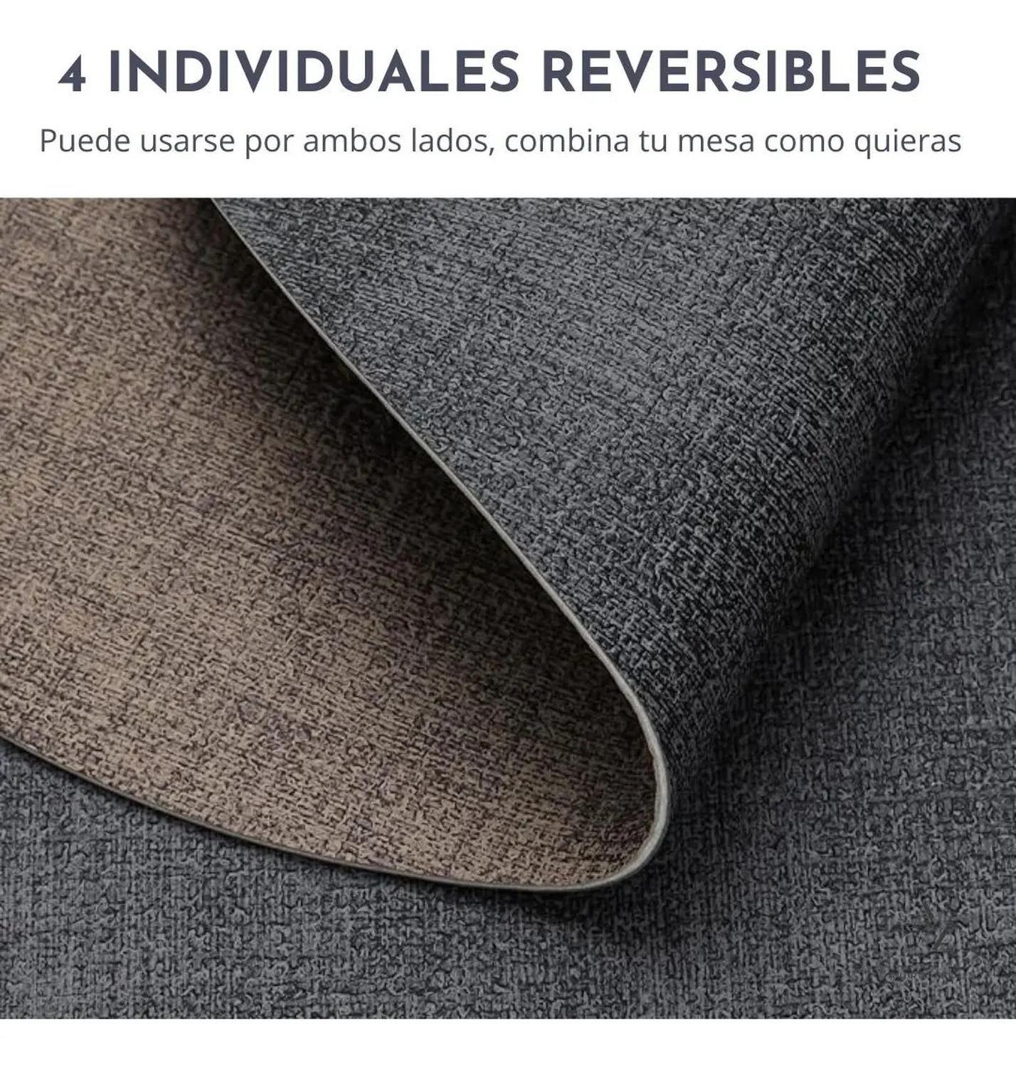 Set 4 Individuales Impermeable Ecocuero Antimancha Mantel Az-1