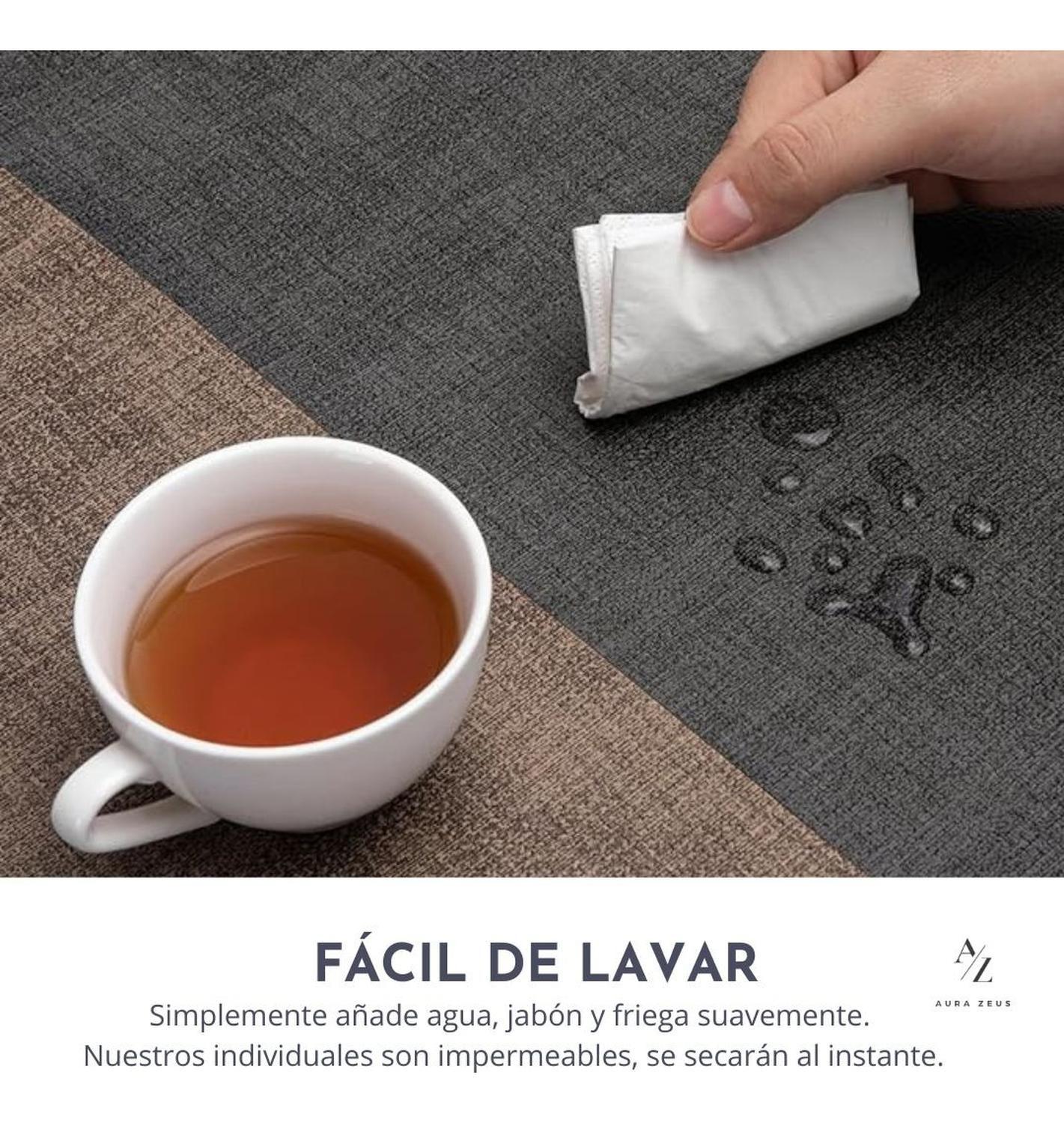 Set 4 Individuales Impermeable Ecocuero Antimancha Mantel Az-2