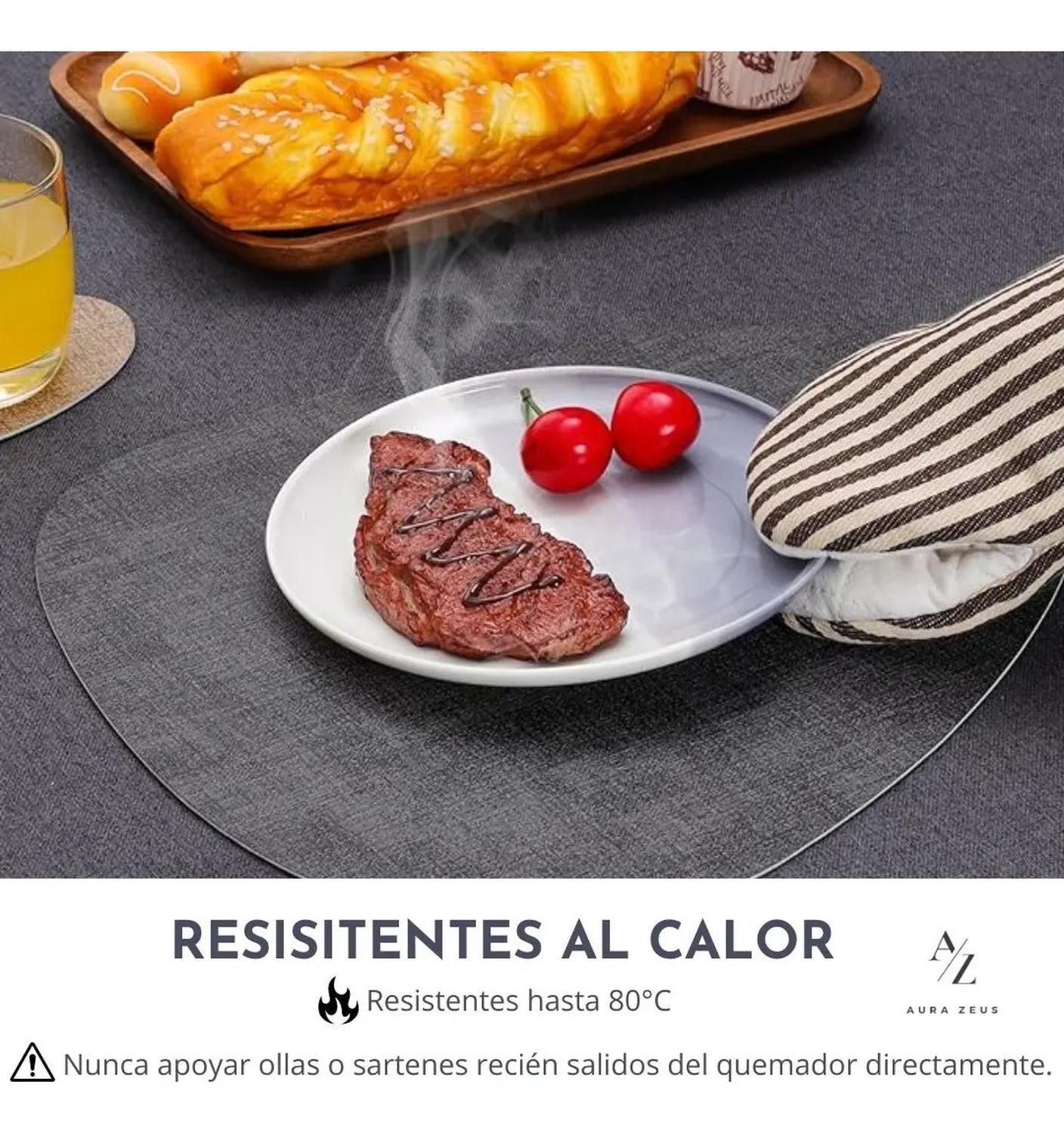 Set 4 Individuales Impermeable Ecocuero Antimancha Mantel Az-3