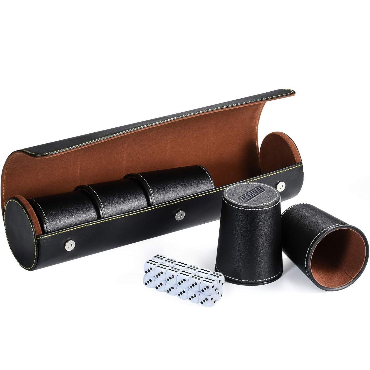 Set De 5 Cachos Cuero PU Dados Cachai Juego De Mesa Familiar -0